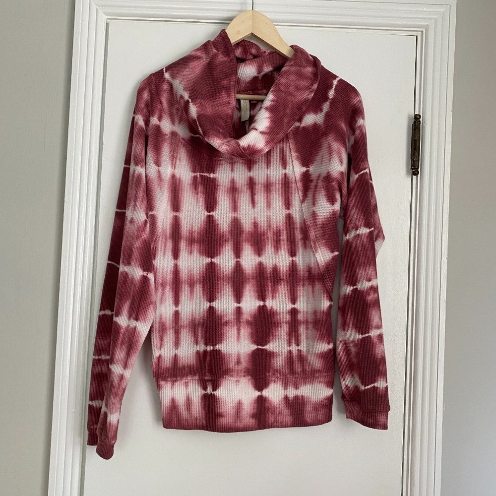 Anthropologie Pilcro Tie Dye Waffle Cowl Neck Pullover Pink Size Small